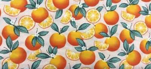 Oranges Flower Blossom Leaves Orange Slices Food Kitchen Farmhouse Cotton Fabric - Picture 1 of 3