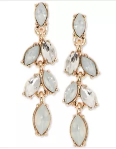 $24 Anne Klein gold tone crystal linear drop earrings Z12 - Picture 1 of 5