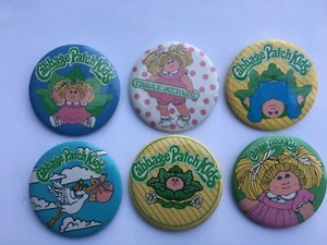 Cabbage Patch Kids Vintage 1983 - 6 Piece Set of Pin Back Buttons 2 1/4" wide - Picture 1 of 1