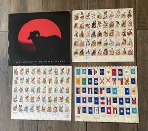 Lot American Wildlife Stamps-Sheet of 50(150) in Collectable Paper Folder- Flag - Picture 1 of 11