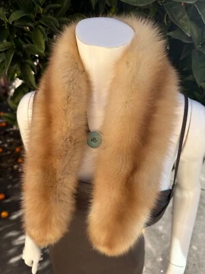 AUTHENTIC 32.5" STUNNING GOLDEN SABLE FUR STOLE COLLAR SUPER SOFT BRIDAL OPERA - Image 1 of 4