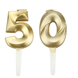 Vela Oro Número 50 50 Cumpleaños Fiesta Pastel Decoración Aniversario Edad Año - Imagen 1 de 7