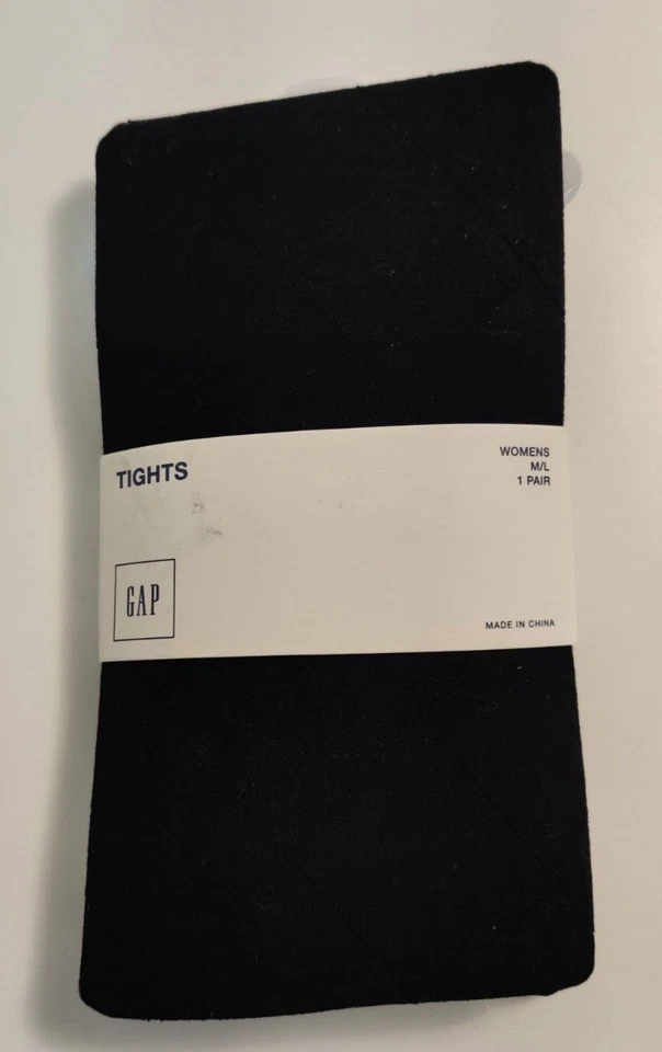 NUEVO CON ETIQUETAS MALLAS GAP opacas con patrón de diamantes negras para mujer M/L Foto 1 de 4