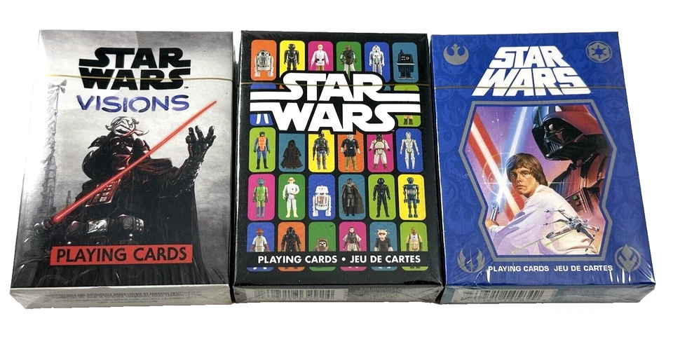 (3) New Star Wars Playing Cards Collectible Action Figures Visions Vintage Look - Image 1 of 4