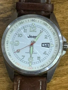 Retro Jeep Date Dial WR100M Gents Leather Strap Watch - 42mm - Works - Picture 1 of 6