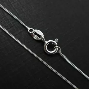 Sterlingsilber 1 mm Bordstein Halskette Kette. Made in Italy. ALLE GRÖSSEN (16-36 Zoll) - Bild 1 von 18
