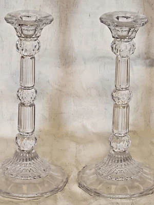 #189 5th Avenue 24% Lead Crystal 8.5" Pineapple Candlestick Holder Set (x2) - Image 1 of 2