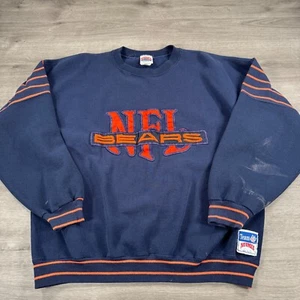 Sudadera De Colección Años 90 Chicago Bears XL Azul Cuello Redondo Pullover NFL EE. UU. Nuez moscada - Imagen 1 de 7