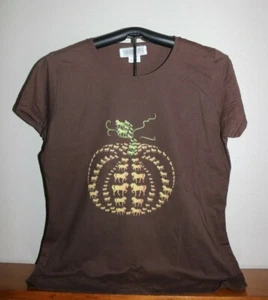 T-Shirt a Forma di Zucca Formata con Cavalli Grafica Donna 2XL, Marrone - Foto 1 di 4