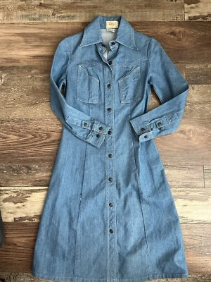 Vestido plumero vaquero vintage años 70 (M) 7 Foto 1 de 2