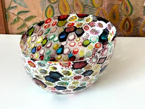 Ciotola ovale vintage vetro artistico murrine millefiori finestre Murano Tiffany - Foto 1 di 16