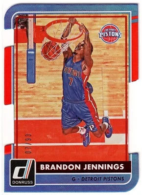 Camiseta Brandon Jennings 2015-16 Panini Donruss 7/93 número 1/1 - Imagem 1 de 2