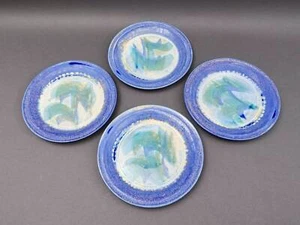 Edgecomb Potters USA Blue Green Glazed Porcelain Salad Plate Set Of 4 - Picture 1 of 7