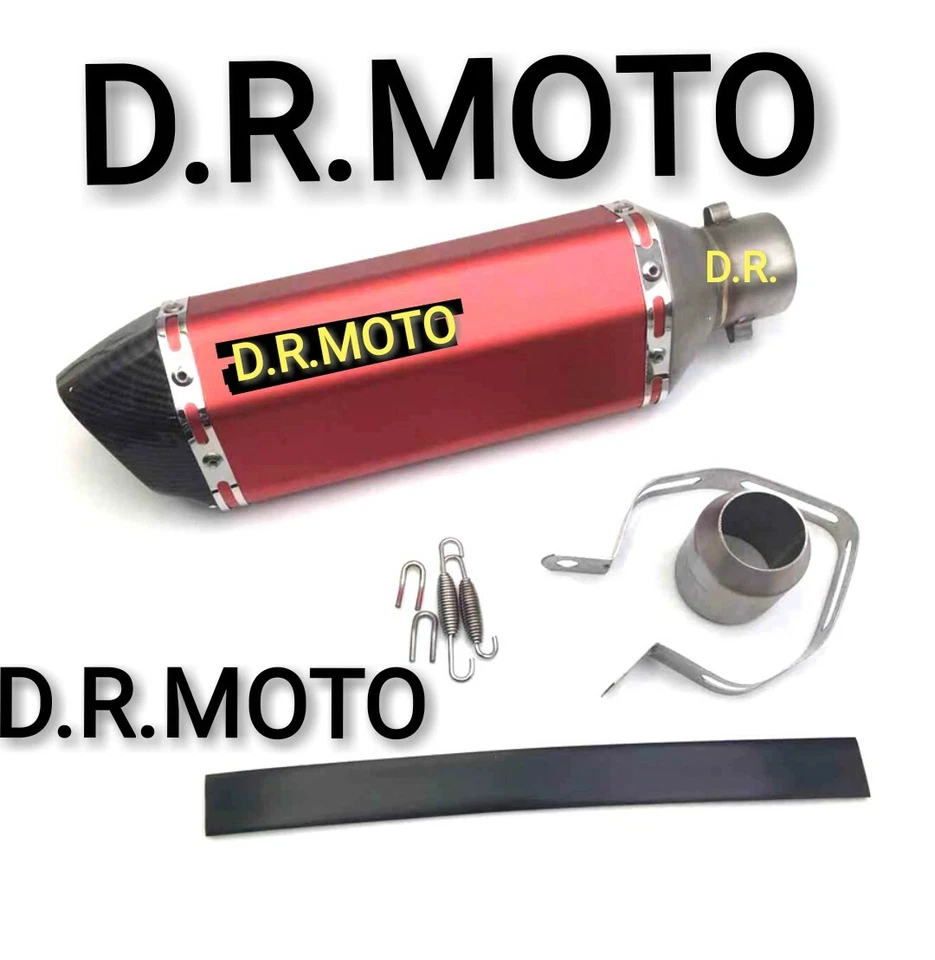 Moto Terminale Scarico 38-51mm Universale Silenziatore Acciaio rosso carbon - Immagine 1 di 1