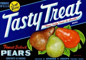 Original TASTY TREAT pear crate label George F. Joseph Company Yakima Washington - Picture 1 of 1