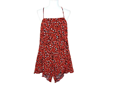 Exuberante Mameluco Mujer Negro Rojo Floral Forrado Cuello Cuadrado Una Pieza Talla Mediana Defecto Foto 1 de 4