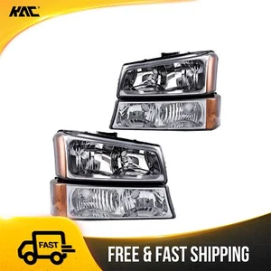 2x Front Headlight Assembly SmokeFits Chevrolet Silverado Avalanche 1500 2500 - Picture 1 of 13