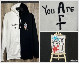 You Are The Art Hoodie Sweatshirt zweifarbig schwarz weiß bestickt UNERWARTET Medium - Bild 1 von 9