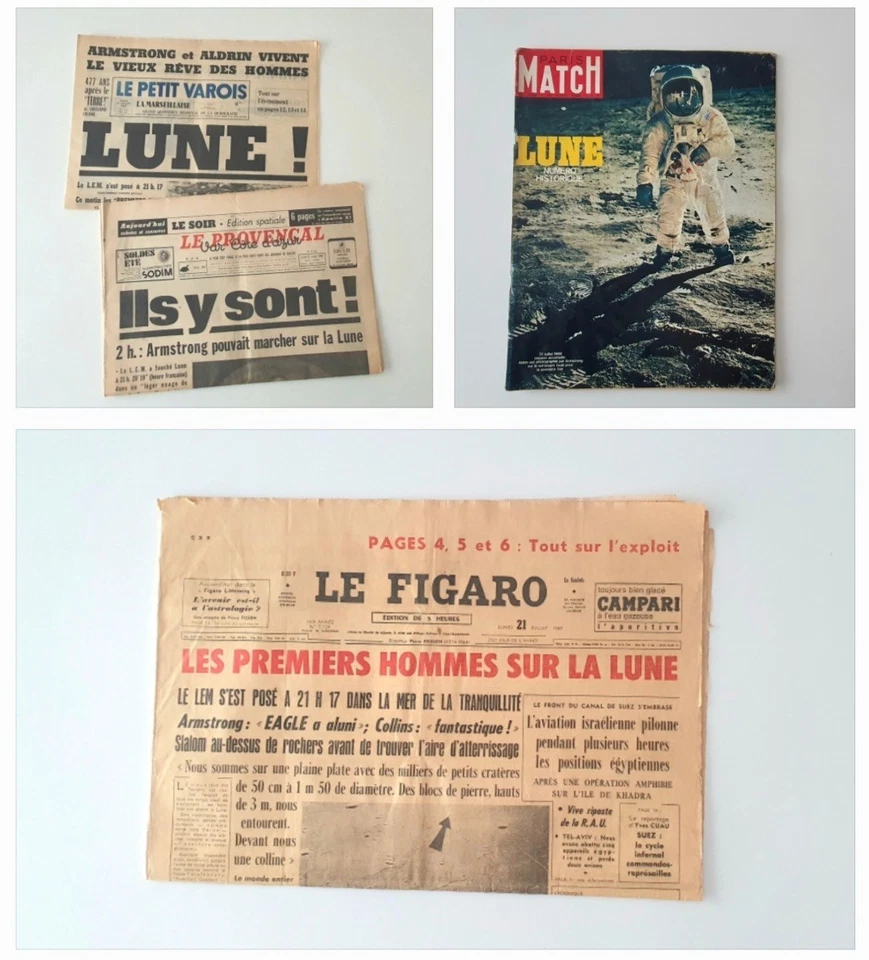 Aerospatial Journaux Homme Lune 1969 Armstrong NASA Paris Match Figaro Espace - Photo 1/4