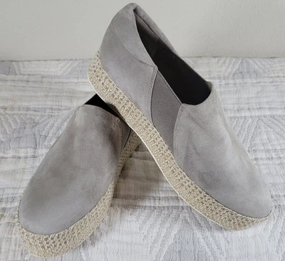 Vince Mujer Plataforma Alpargata Zapatos Sin Cordones Gris Gamuza Talla 7 37.5 Redondos Foto 1 de 4