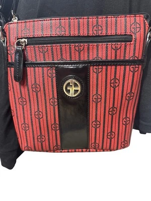 Bolsa tiracolo Giani Bernini vermelha listra preta assinatura - Imagem 1 de 4