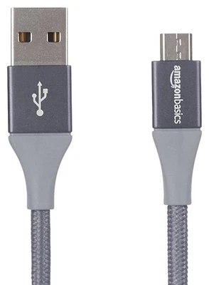 Amazonbasic 2.0 USB-A to Micro USB Cable for Tablets 1.8m Dark Gray Double- 525 - Image 1 of 4