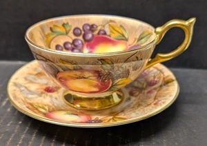 Tazza da tè e piattino vintage Aynsley Frutteto Piedi Firmato N. Brunt Inghilterra - Foto 1 di 13