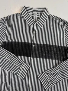 Robert Geller NY Men Size 48 Striped Long Sleeve Button Up Shirt Black & White - Picture 1 of 9