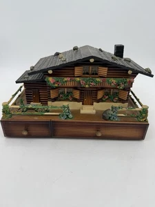 ๐ถ Vintage Wooden Cottage Music Jewelry Box ๐ Ballerina Dancer 2 Drawers ๐ธ - Picture 1 of 22