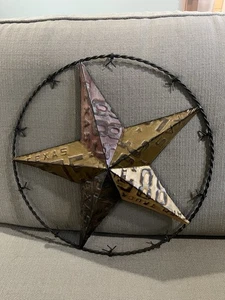 Texas Star  Metal Star Barbed Wire For Barn/Porch/Gate Rustic 17” - Picture 1 of 2