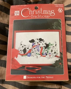 Christmas Traditions Cross Stitch Kit 7” X 5” 1889 Puppies Dalmatians Dogs - Picture 1 of 4