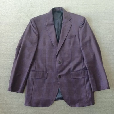 Ted Baker Endurance Jay SPJ Sport Coat Jacket Blazer Mens 40R Purple Plaid Wool - Image 1 of 4