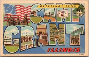 Tarjeta postal vintage de lino Curteich Camp Grant de la Segunda Guerra Mundial Illinois / 1941 - Imagen 1 de 2
