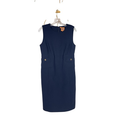 Abito donna Tory Burch blu navy senza maniche misto lana completamente foderato 4