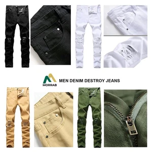 Herren Denim Ripped Skinny Fit Slim Stretch Biker Hose Destroyed Jeans - Bild 1 von 22