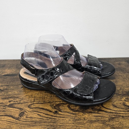 Sandali donna Clarks Artisan Sarasota in vernice 9 5 M nero stampa coccodrillo