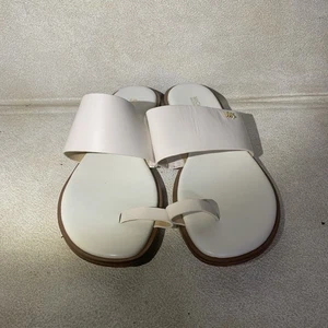 Sandalias para mujer Michael Kors talla 7M beige punta lazo deslizable logotipo MK - Imagen 1 de 10