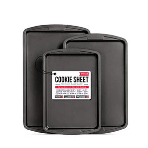 Bakken Swiss Cookie Sheet 3 Piece Set - Non-Stick, Stackable Baking Pans, Gra... - Picture 1 of 8
