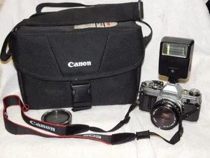 Canon AE-1 35mm Film Camera, w/50mm F1.8 FD Lens, Speedlite, 155a +++   Tested! - Picture 1 of 19