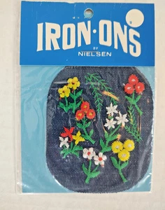 Vintage fiori fiori colorati ferro su toppa anni 70 ferro da stiro di Nielsen nuovo con scatola NOS - Foto 1 di 3