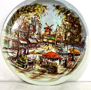 Vintage Daher Dekorierte Ware Blech Tablett Holland Cafe Straßenszene Windmühle England - Bild 1 von 5