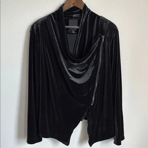Simply Vera Vera Wang Black Velvety Zip Up Top Size XXL - Picture 1 of 5
