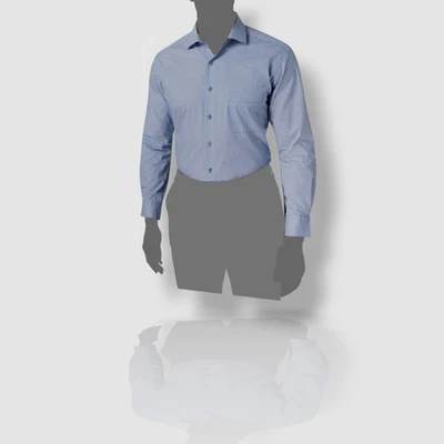 Alfani Men's Blue Regular Fit Check Print Dress Shirt 17-17.5 34-35 - Image 1 of 2