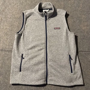 Maglione gilet Vineyard Vines full zip uomo L grigio tasche smanicato finto collo - Foto 1 di 7