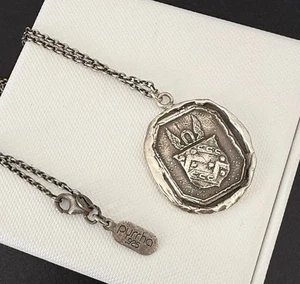 Pyrrha Design - Necklace - Silver Talisman - Luck Protects Me - Picture 1 of 6