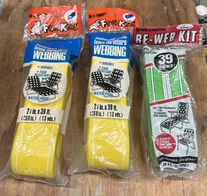 Lot 3 RE-WEB KIT LAWN CHAIR WEBBING 39FT 2-Frost King Yellow 1-Wellington Green - Picture 1 of 4