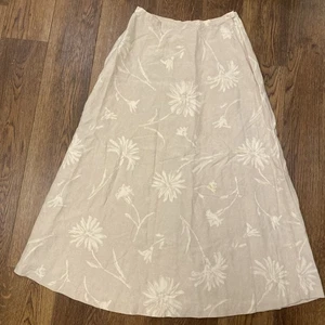 Jones New York Sz 8 Silk Linen Maxi A-Line Skirt Y2K Coastal Grandma Lagenlook - Picture 1 of 6