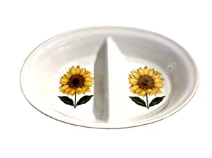 Vintage BIA Serving Dish Divided Cordon Bleu Sunflower - Picture 1 of 7