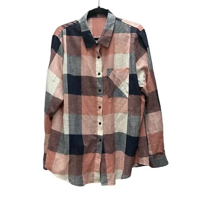 Woman's Multi Color Plaid Button Front Shirt Size 2X With Pocket Long Sleeeve - Image 1 of 4