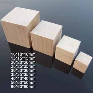 Natural Wooden Pine Blocks Cubes Wood Craft Square Diy Crafts Toys 10mm-60mm - Picture 1 of 5